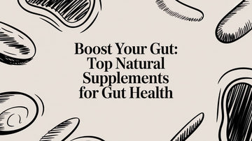 Artistic illustration featuring the title 'Top Natural Supplements for Gut Health' in a wellness context.
