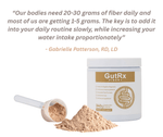 GutRx FIBER+ digestive fiber powder container with unflavored powder scoop for optimal gut health.
