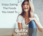 A smiling woman enjoying life with GutRx FIBER+ for optimal digestive support.