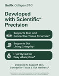 GutRx Collagen BT-3 product features: supports skin, tissue structure, gut lining integrity, and easy absorption.