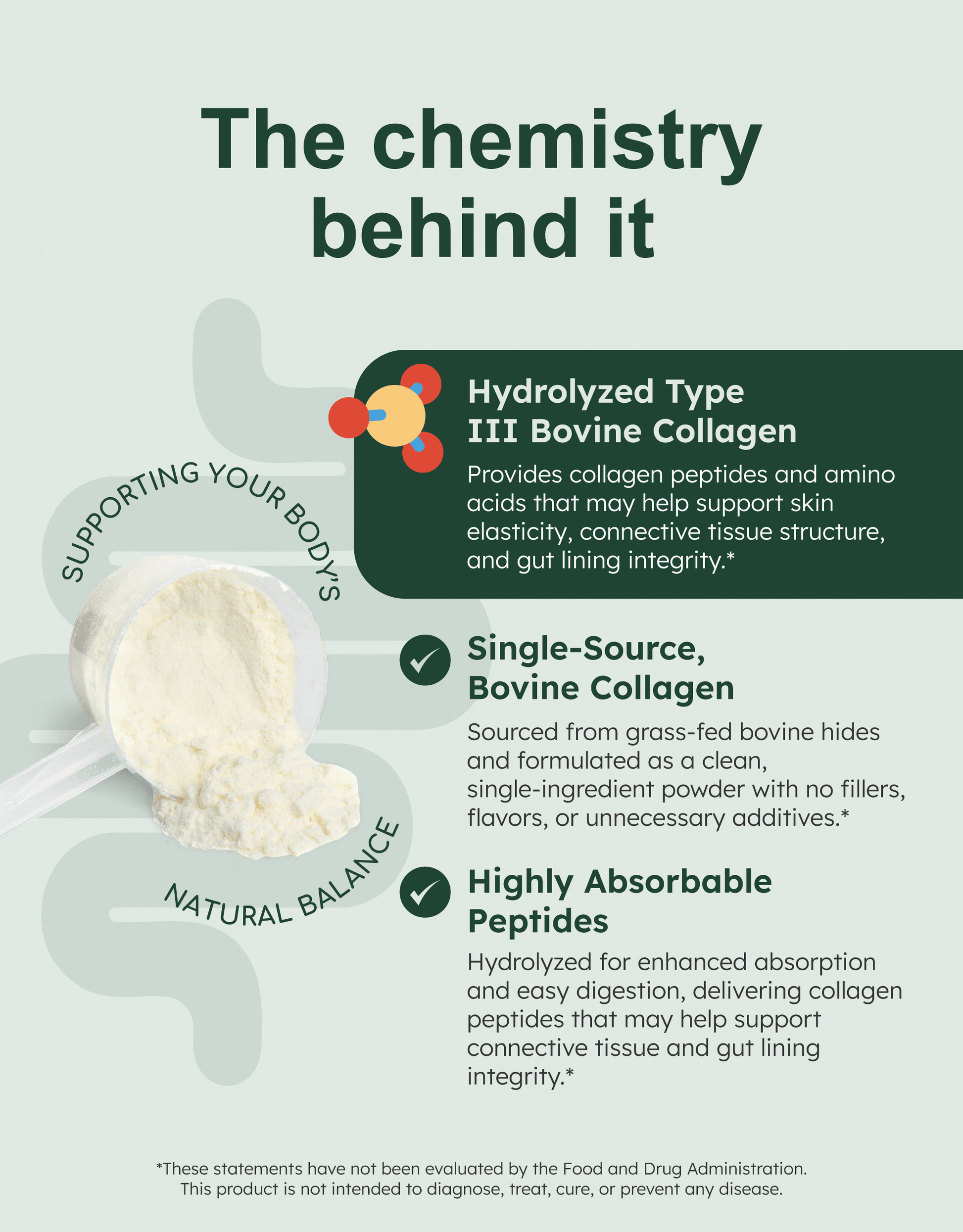 GutRx Collagen BT-3 informational graphic highlighting its support for skin and gut health.