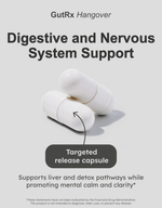 GutRx HANGOVER capsules for digestive and nervous system support and detox pathways.