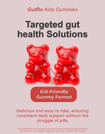 GutRx KIDS Gummies (3-12) in gummy bear form for children's digestive health support.