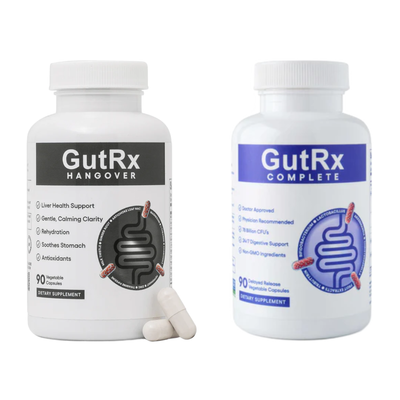 GutRx Liver Health & Detoxification Bundle includes GutRx Hangover and GutRx Complete for detox support.