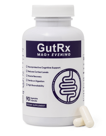 GutRx MAG+ Evening dietary supplement for relaxation and muscle recovery with neuroprotective support.