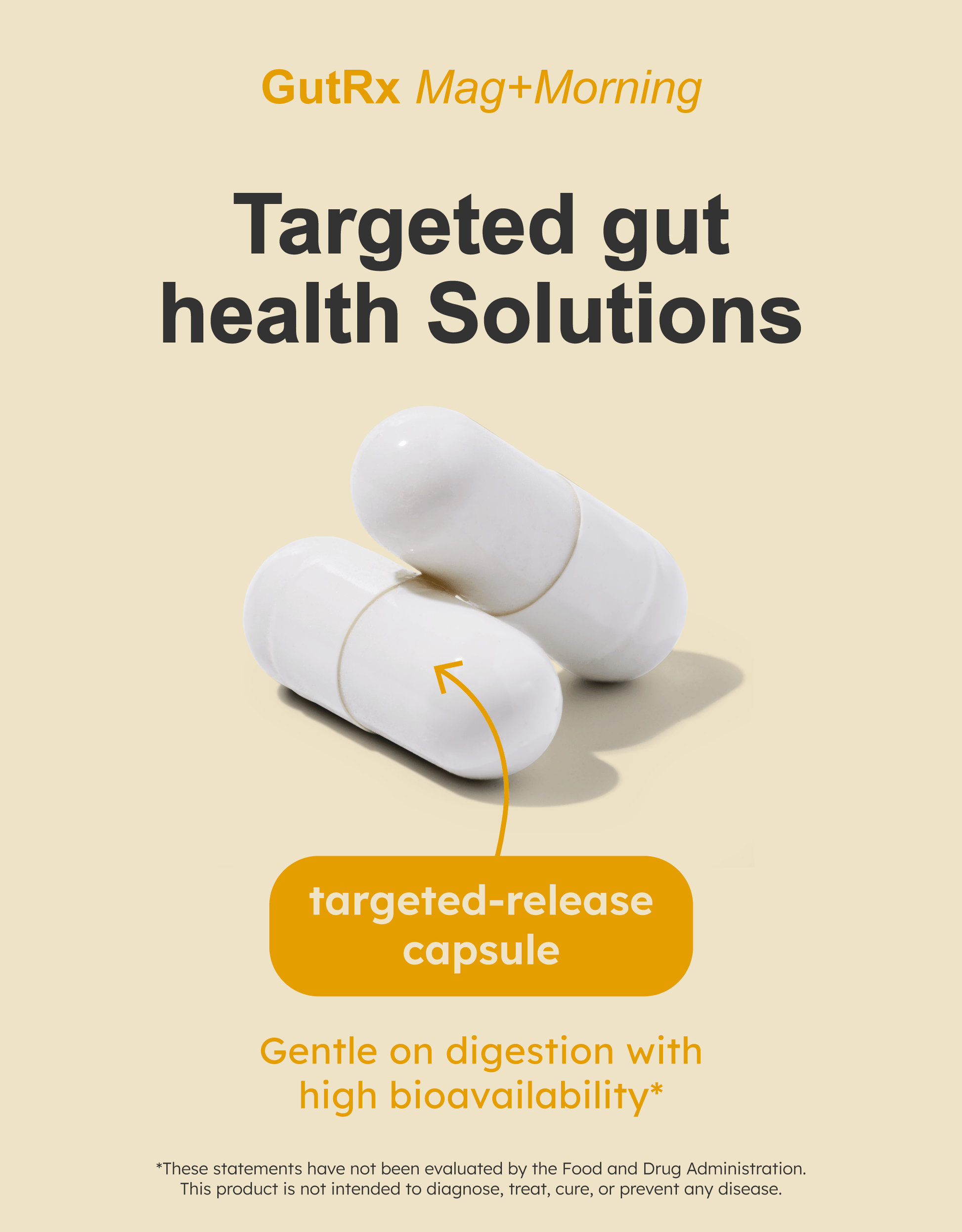 GutRx MAG+ Morning targeted-release capsules for digestive health and high bioavailability