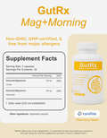 GutRx MAG+ Morning supplement facts and product details for digestive health and metabolic support.