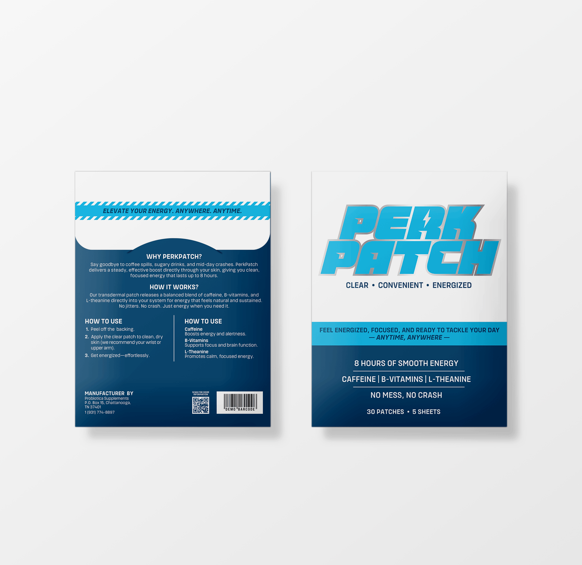 GutRx PerkPatch - Clean Energy Without the Crash or Stress packaging front and back view