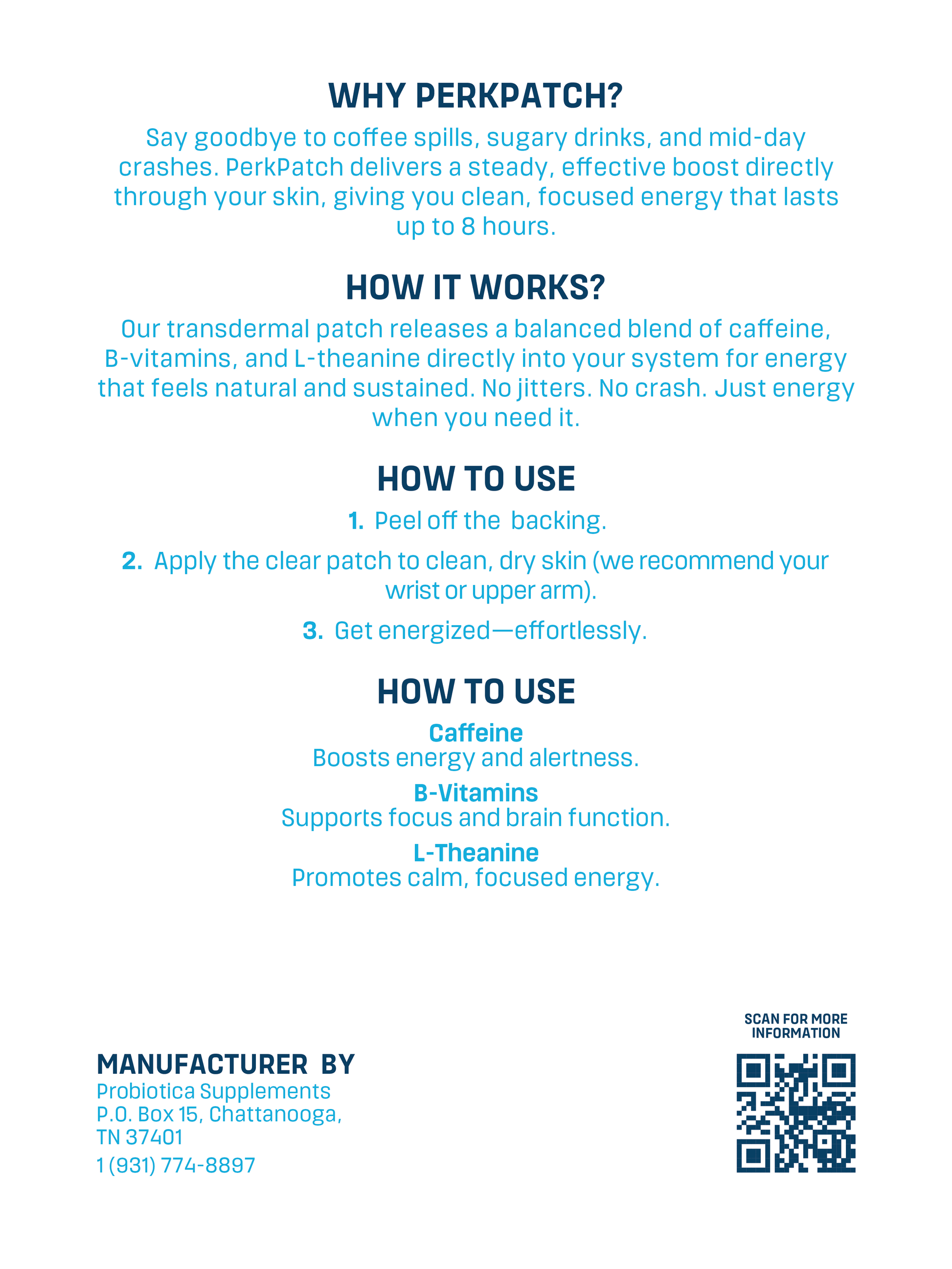 GutRx PerkPatch - Clean Energy Without the Crash or Stress instructions and benefits.