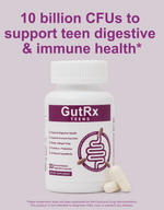 GutRx TEENS (12-17) probiotic bottle supporting teen digestive and immune health