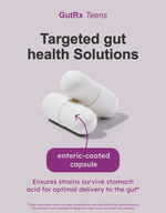 GutRx TEENS (12-17) enteric-coated capsule for targeted gut health solutions.