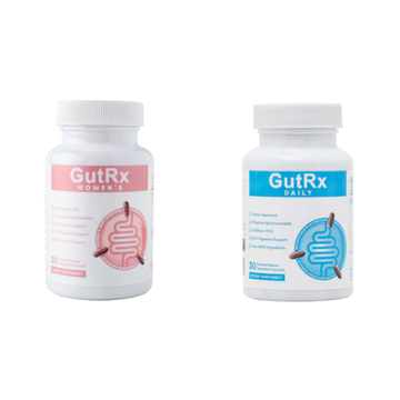 GutRx Women's Health Bundle consisting of GutRx Women's and GutRx Daily supplement bottles.