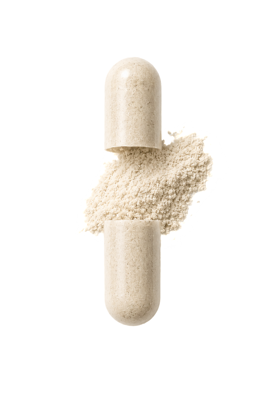 Open capsule with powder